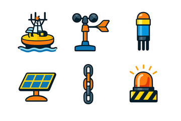 Set of icons for marine and industrial equipment