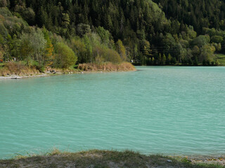 Lake Ma&euml;n (or Lake Ussin), Valtournenche, Aosta Valley, Italy in the autumn.