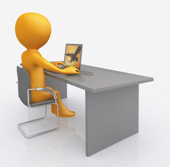 B&uuml;roarbeitsplatz mit 3D Figur