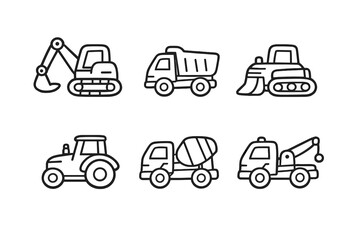 Set of construction vehicle icons © Artstock