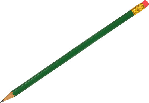 Green pencil isolated on white background