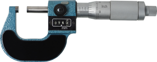 Metric and imperial micrometer isolated on white background