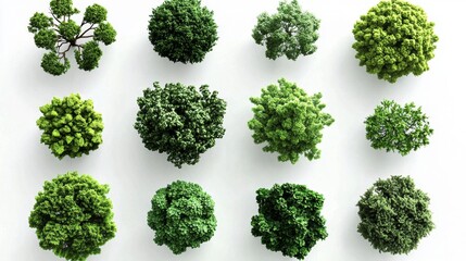 Trees illustrated from above for architectural designs.