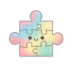 Whimsical pastel puzzle piece character