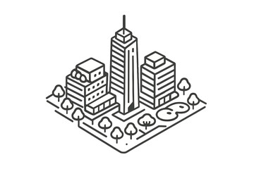 Fototapeta premium Isometric Cityscape with Buildings and Trees