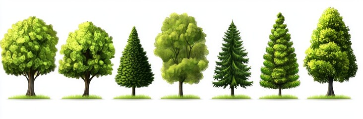 A colorful collection of forest elements for creative projects.