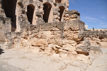 The Amphitheater of El-Djem, the second largest historic amphitheater in the world, built by the Romans in the 3rd century AD. Africa, Tunisia,