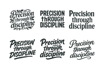Fototapeta premium Harmonious Lettering Styles. Precision through discipline. Set lettering. harmonious lettering variations of the same emblematic concept (Decorative floral or