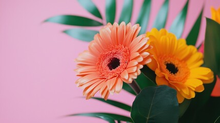 A bouquet of flowers in a vase.