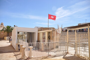 The Amphitheater of El-Djem, the second largest historic amphitheater in the world, built by the Romans in the 3rd century AD. Africa, Tunisia,