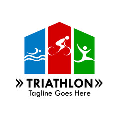 Triathlon symbol logo design template illustration