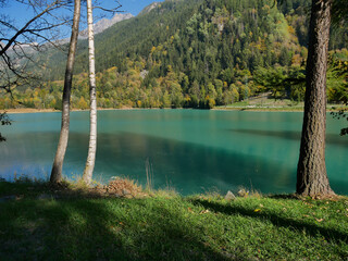 Lake Ma&euml;n (or Lake Ussin), Valtournenche, Aosta Valley, Italy in the autumn.