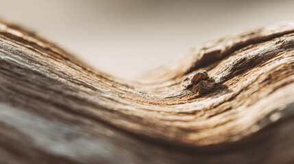 Macro Focus on Minimalist Wooden Grain in Soft Spring Light