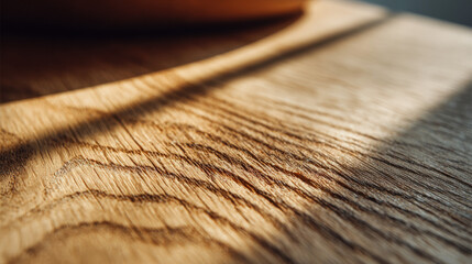 Minimal Focus on Light and Shadow on Natural Wood Surface