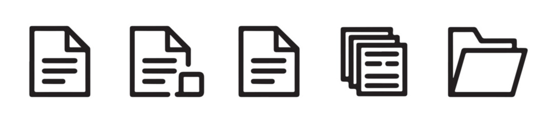 Office document and folder line icons set for professional business presentation report filing and data archiving