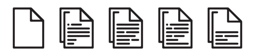 Vector paper sheet and document stack line icons collection for educational materials writing and text editing tasks