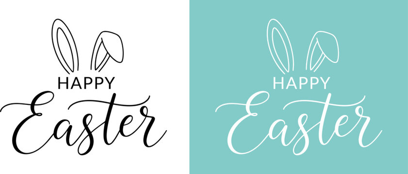 Happy easter lettering typography, holiday greeting card, spring seasonal design, vector illustration - Powered by Adobe