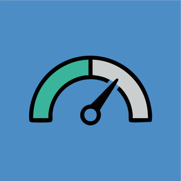 Speedometer Gauge Icon Showing High Performance and Efficiency