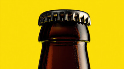 Isolated Capped Bottle on Yellow Backdrop with High Fidelity Details