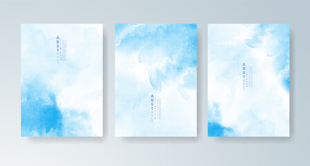 Set of cards with bright colorful vector watercolor background. Design for your date, postcard, banner.