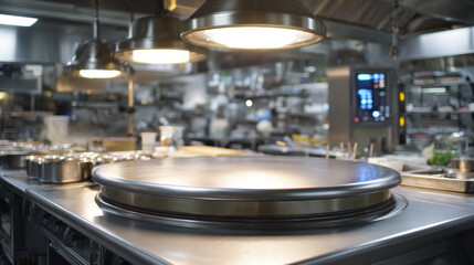 Polished Stainless Steel Surface in Modern Food Processing Kitchen
