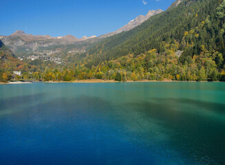 Lake Ma&euml;n (or Lake Ussin), Valtournenche, Aosta Valley, Italy in the autumn.