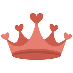 Naklejka premium Pink girly princess royalty crown with heart jewels vector illustration isolated