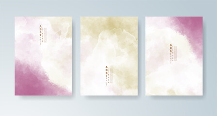 Set of cards with bright colorful vector watercolor background. Design for your date, postcard, banner.