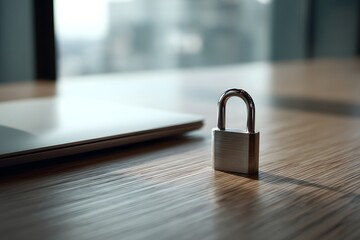 Locked Laptop on Office Desk