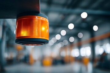 Warning Beacon Light in Industrial Hall