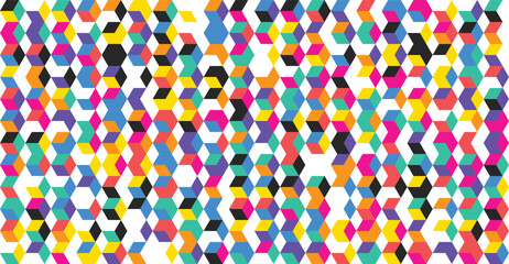 Vibrant hexagonal pattern with colorful shapes