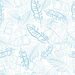 Tropical Leaves with Gradient Seamless pattern for Print