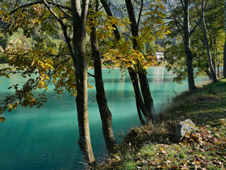 Lake Ma&euml;n (or Lake Ussin), Valtournenche, Aosta Valley, Italy in the autumn.