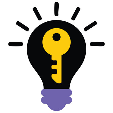 Filled outline design vector key idea illustration symbol on white background eps