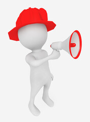 3D Figur als Feuerwehrmann mit Megafon