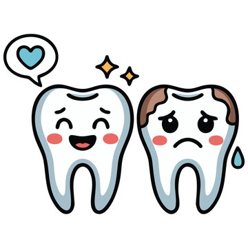 cartoonish teeth characters for dental care and oral health education vector illustration