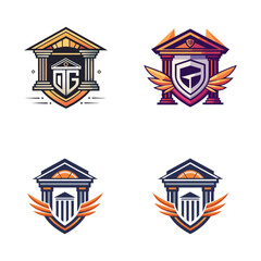 Regal Architectural Emblems with Shields and Wings Collection