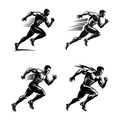 Dynamic Sprinter Silhouettes in Motion