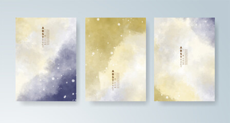 Set of cards with bright colorful vector watercolor background. Design for your date, postcard, banner.