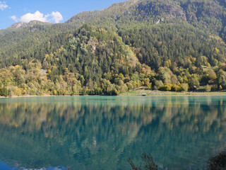 Lake Ma&euml;n (or Lake Ussin), Valtournenche, Aosta Valley, Italy in the autumn.