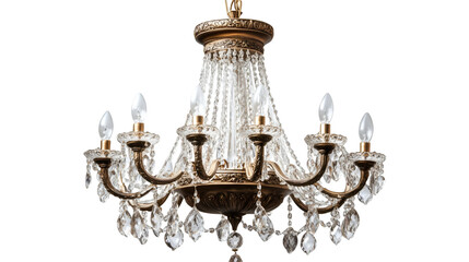 Obraz premium Elegant Vintage Crystal Chandelier with Antique Bronze Finish and Ornate Candle-Style Lights