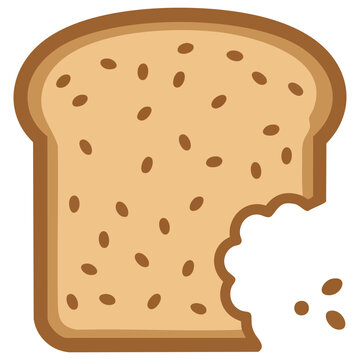 slice of bitten bread with crumbs vector illustration isolated on white background