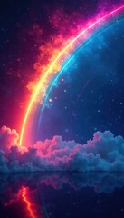 Ethereal spectral arc, vibrant hues blend seamlessly , breathtaking, lights