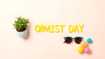 A simple National Omnist Day graphic featuring a plant sprout and colorful pills or beads for a soft, inclusive theme; 4K and HD
