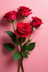 Vibrant red roses bouquet, soft pink backdrop Ample copy space , elegance, photography, wedding