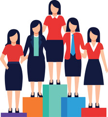 Obraz premium Professional women standing together representing leadership flat vector