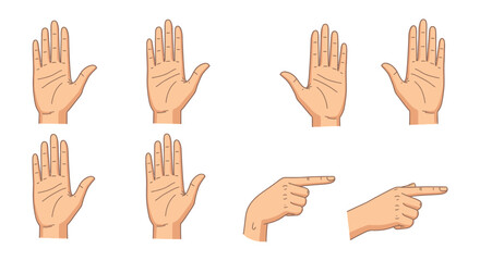 Fototapeta premium Pixel art illustration displaying various human hand gestures and poses