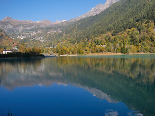 Lake Ma&euml;n (or Lake Ussin), Valtournenche, Aosta Valley, Italy in the autumn.