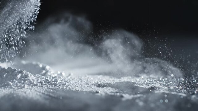 Silver powder on dark surface