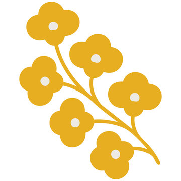 Yellow rape flowers delicate blossoms with green leaves vector isolated on white